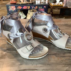 Papillio Satin Laceup Wedge By Birkenstock Sz 38